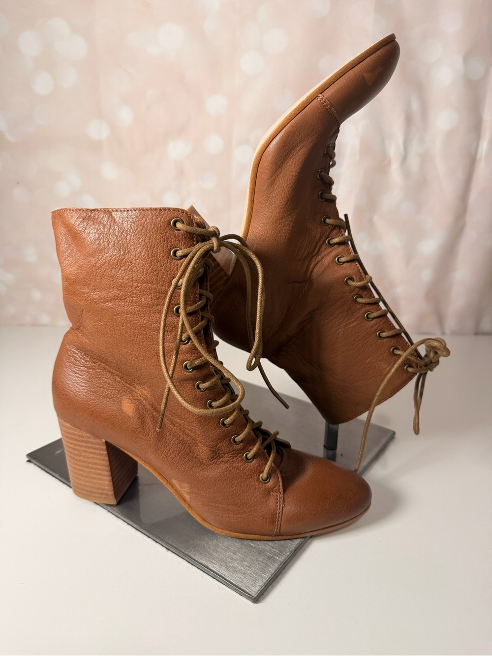ANTHROPOLOGIE SILENT D UNDONTA Leather Lace Up Boot Size 38